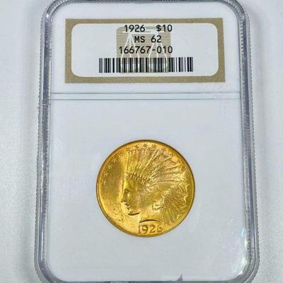 1926 10 $ Gold MS 62 Reserve set