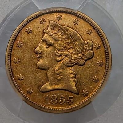 Rare 1855 C 5 $ Gold Coin Reserve set
