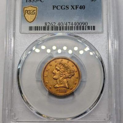 Rare 1855 C 5 $ Gold Coin Reserve set