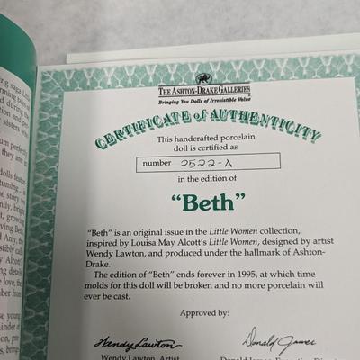 Ashton Drake Galleries Little Women Doll "Beth" With COA