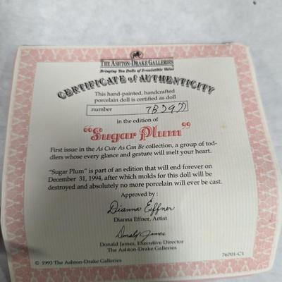 The Ashton Drake Galleries Sugar Plum With COA