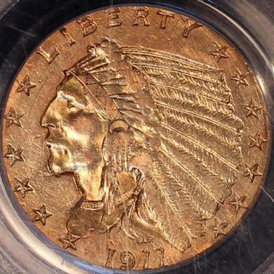 1911 D 2 1/2 s gold coin weak D Reserve set