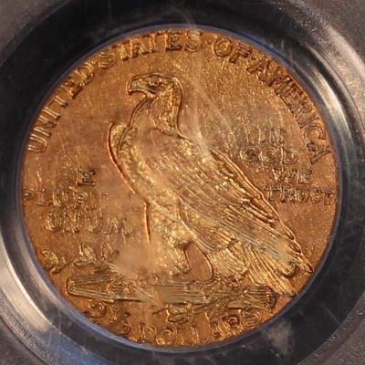 1911 D 2 1/2 s gold coin weak D Reserve set