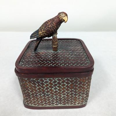 Vintage Hand Painted Dezine Bird Trinket Box