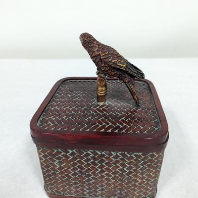 Vintage Hand Painted Dezine Bird Trinket Box
