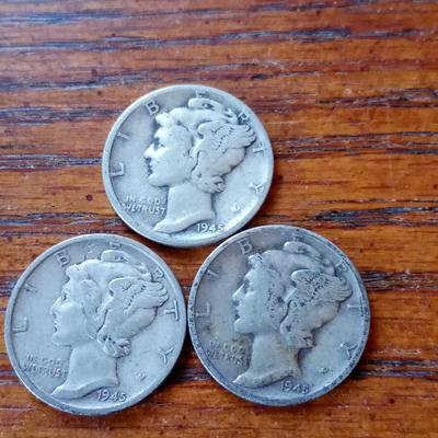 LOT 12 1945-P-D-S DIMES