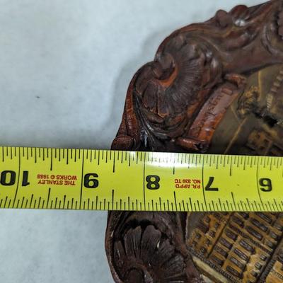 Vtg Augsburg Castle Germany 3-D Souvenir Plate Handpainted Pressed Wood