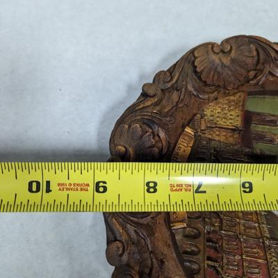 Vtg Rathaus München Germany 3-D Souvenir Plate Handpainted Pressed Wood