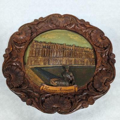 Vtg Herrenchiensee Castle Germany 3-D Souvenir Plate Handpainted Pressed Wood
