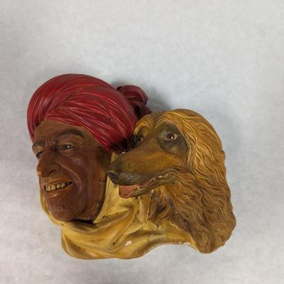 Vintage Afghan & Hound Chalkware Wall Hanging
