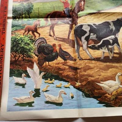 VINTAGE 1957 POSTER #1257 BY FIELD ENTERPRISES INC. CHILDCRAFT FARM SCENE