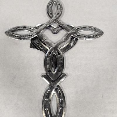 Natural Horseshoe Cross Metal Wall Decor