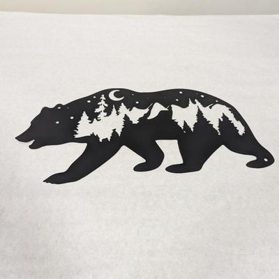 Bear & Mountains Metal Wall Art
