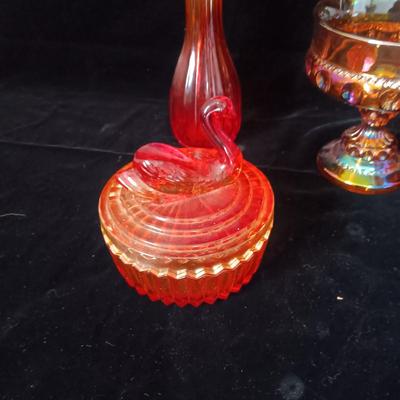 A COLLECTION OF VINTAGE COLORED GLASS PIECES