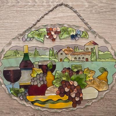 Wine and Fruit Hanging Stained Glass Style