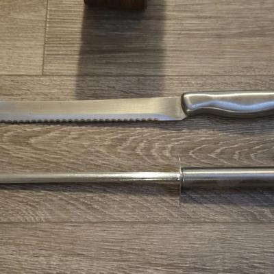Knife Block with Sharpener & Serrated Knife