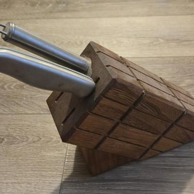 Knife Block with Sharpener & Serrated Knife