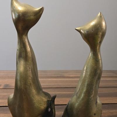 Mid Century Brass Cats (2)