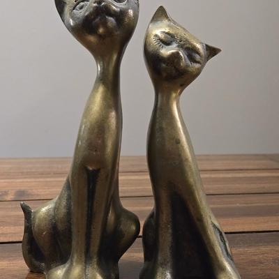 Mid Century Brass Cats (2)