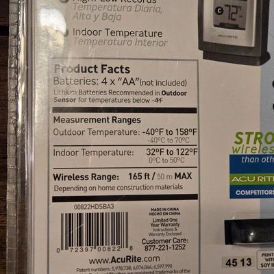 New in the Package Acu Rite Wireless Backyard Weather Thermometer