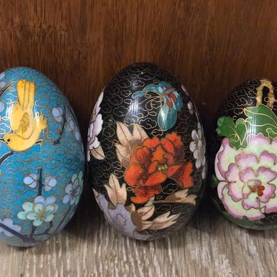 (3) Cloisonne Eggs