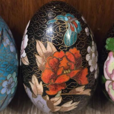 (3) Cloisonne Eggs