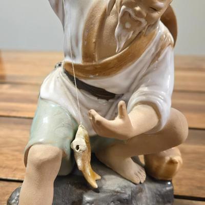 Ceramic Fishing Man