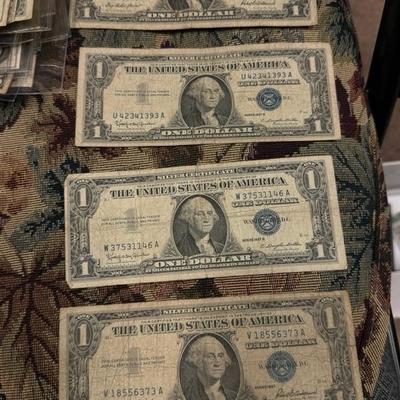 Lot of (4) 1957 SILVER CERTIFICATE ON DOLLAR U S CURRENCY