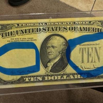 1977 A 10$ REVERSE F/B error overprint U S Currency