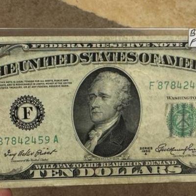 1985 $10 FULL OFFSET PRINTING FRONT TO BACK RARE ERROR NOTE IN HIGH GRADE