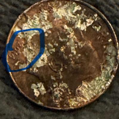 2015 Dime struck by Penny planchet