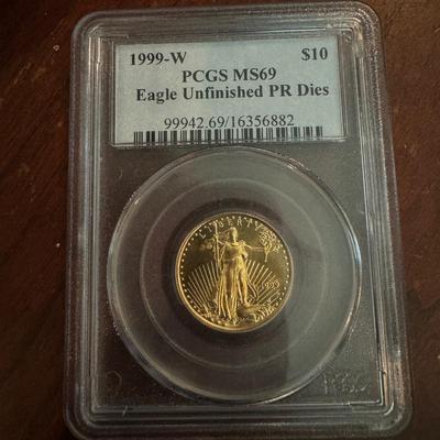 1999-W PCGS MS69 10$ EAGLE UNFINISHED PR DYES