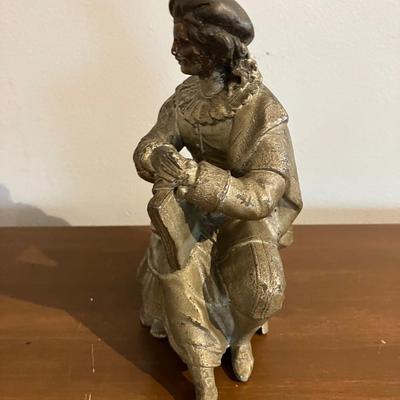 Vintage Shakespeare Figural Faux Bronze Antique Clock Statue 6.5”