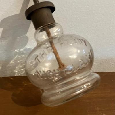 Antique Early Primitive Glass Handy Night Whale Oil Lamp 4.5"