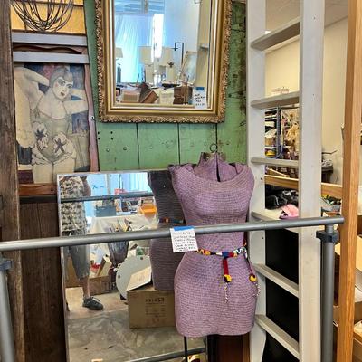 2 Mirrors, Vintage dress form, clothing rack