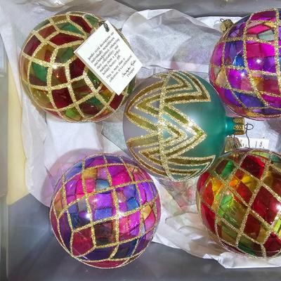 Collection of Christopher Radko Blown Glass Ornaments w/ Storage (B1-JS)