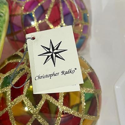 Collection of Christopher Radko Blown Glass Ornaments w/ Storage (B1-JS)