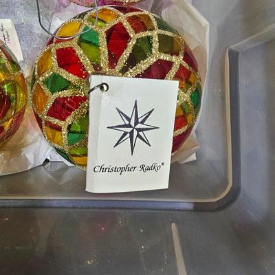 Collection of Christopher Radko Blown Glass Ornaments w/ Storage (B1-JS)