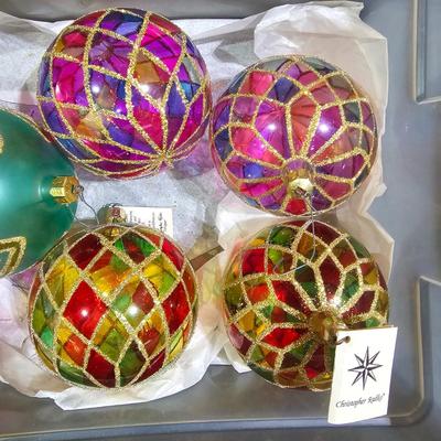 Collection of Christopher Radko Blown Glass Ornaments w/ Storage (B1-JS)