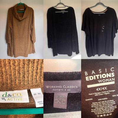 D&CO, H by Halston, and More Turtlenecks, Flannels, and Sweaters, Women’s Size 3XL-4XL (PC-DZ)