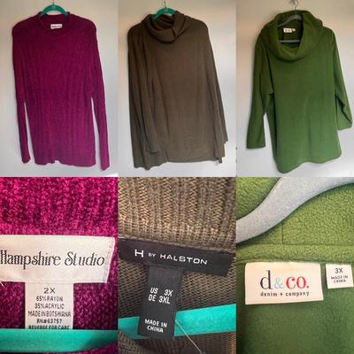 D&CO, H by Halston, and More Turtlenecks, Flannels, and Sweaters, Women’s Size 3XL-4XL (PC-DZ)