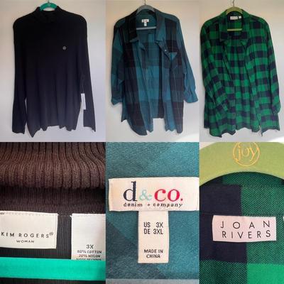 D&CO, H by Halston, and More Turtlenecks, Flannels, and Sweaters, Women’s Size 3XL-4XL (PC-DZ)