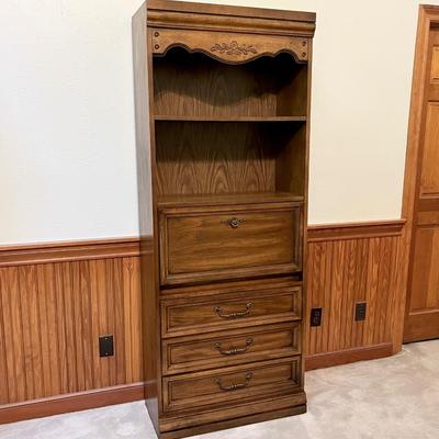Solid Wood Book Shelf With Secretary Desk