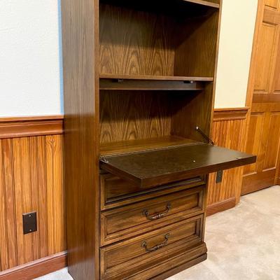 Solid Wood Book Shelf With Secretary Desk