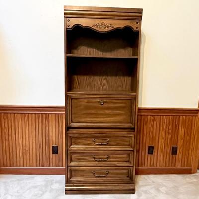 Solid Wood Book Shelf With Secretary Desk