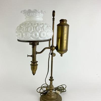 1105 Antique Milk Glass Globe Desk Lamp