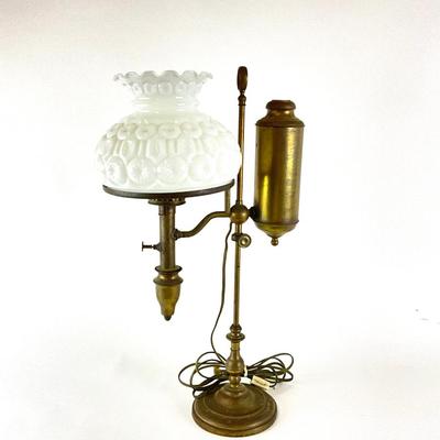 1105 Antique Milk Glass Globe Desk Lamp