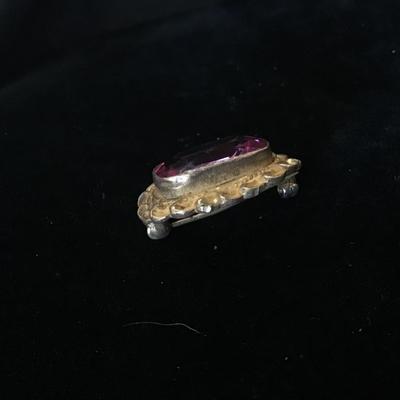 Vintage Pink Sapphire Stone Like in Faux Antique Gold Setting