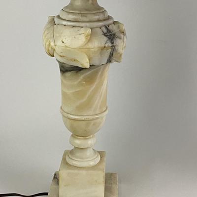 1107 Pair of Vintage Alabaster Lamps with Shades