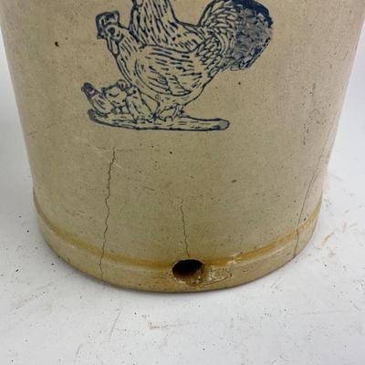 1116 Vintage Pottery Rooster Wall Pocket with Crock Chicken Feeder